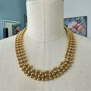 Elegant Vintage Gold tone Metal Round Circle Bead-like Statement Necklace